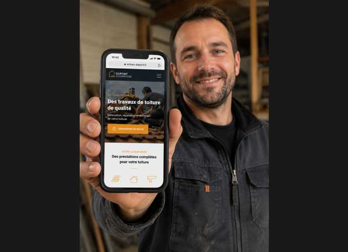 Bouton de demande de devis clairement visible sur le site mobile d'un artisan