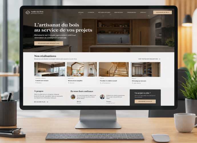 Site web moderne présentant les réalisations d'une TPE PME artisanale